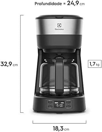 Cafeteira Elétrica Electrolux inox filtro permanente removivel capacidade 1,2L 30 xicaras função timer painel digital desligamento automatico ECM25 127v Cafeteira Elétrica Electrolux inox filtro permanente removivel capacidade 1,2L 30 xicaras função timer painel digital desligamento automatico ECM25 127v