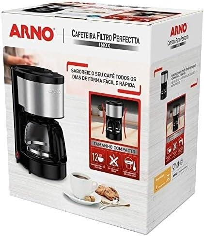 Cafeteira Elétrica Arno Perfectta Inox 0,6L CFPI, até 12 Xícaras, Sistema Corta Pingos, Jarra de Vidro, 110V Cafeteira Elétrica Arno Perfectta Inox 0,6L CFPI, até 12 Xícaras, Sistema Corta Pingos, Jarra de Vidro, 110V