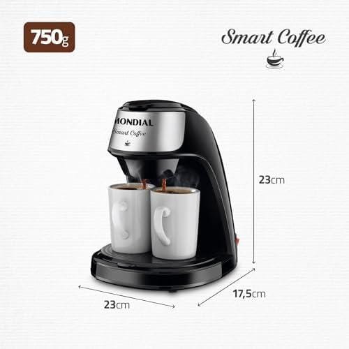 Cafeteira Elétrica Smart Coffe, Mondial, Preto/Inox, 500W, 110V - C-42-2X-BI Cafeteira Elétrica Smart Coffe, Mondial, Preto/Inox, 500W, 110V - C-42-2X-BI