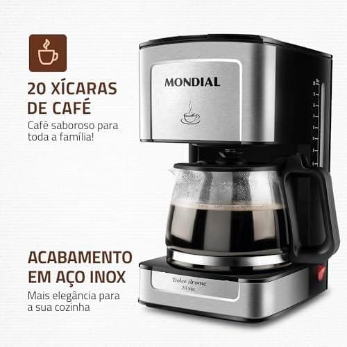 Cafeteira Elétrica Dolce Arome, Mondial, Preto/Inox, 550W, 110V - C-43-20X-SI Cafeteira Elétrica Dolce Arome, Mondial, Preto/Inox, 550W, 110V - C-43-20X-SI