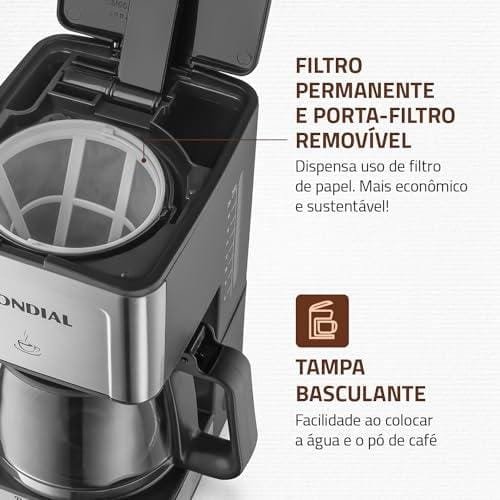 Cafeteira Elétrica Dolce Arome, Mondial, Preto/Inox, 550W, 110V - C-43-20X-SI Cafeteira Elétrica Dolce Arome, Mondial, Preto/Inox, 550W, 110V - C-43-20X-SI